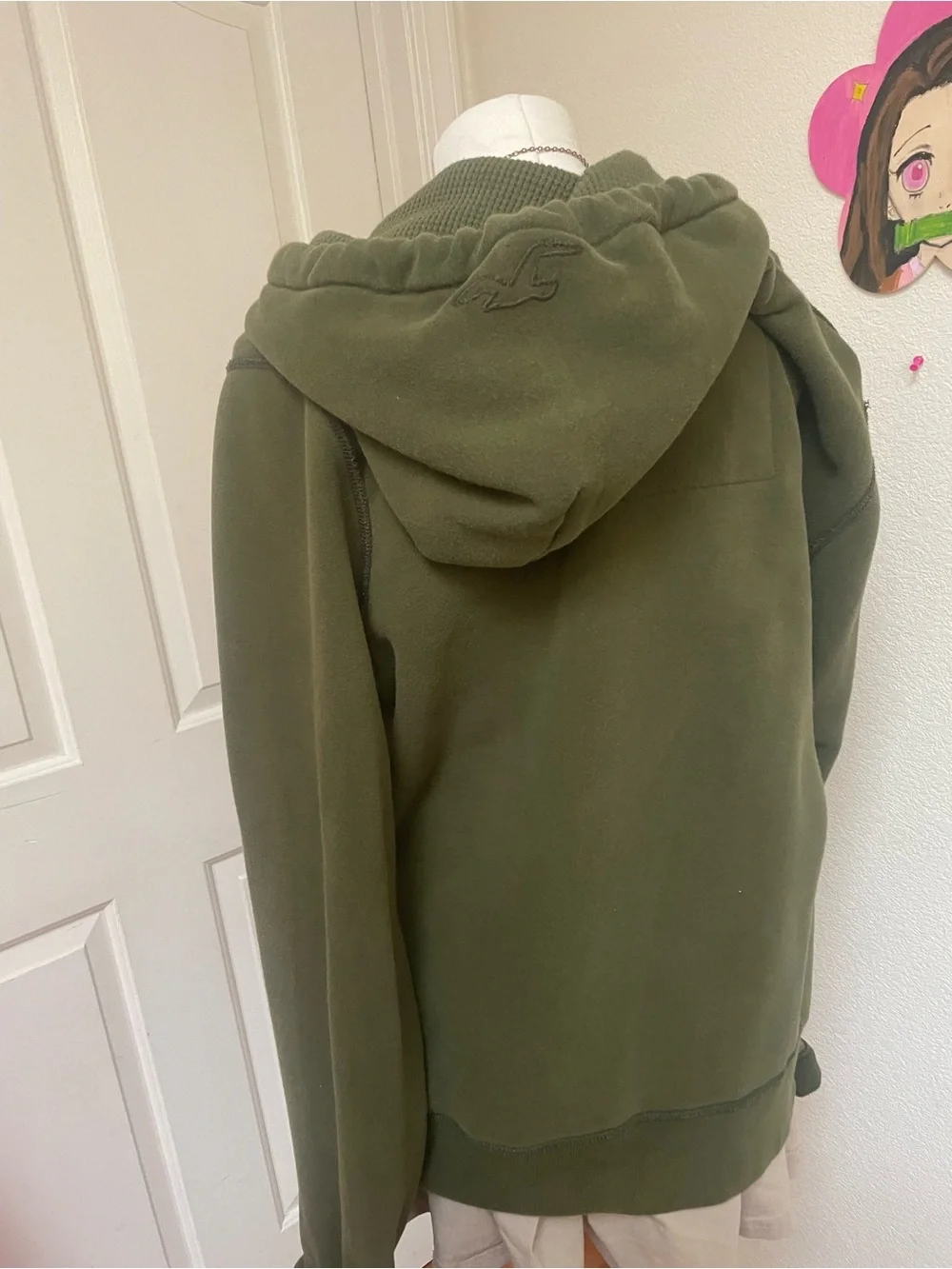 Hollister Olive Green Logo Hoodie with Gold '22' Detail